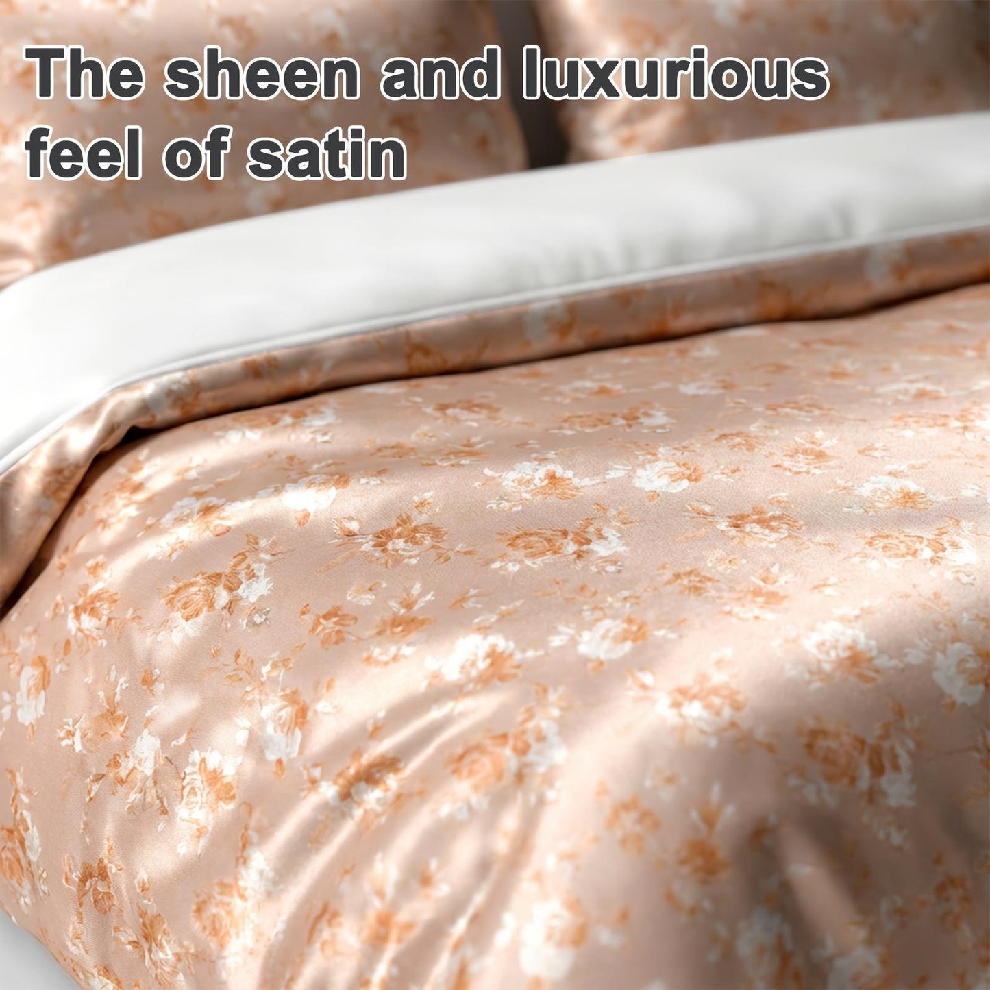 Three-Piece Rose-Patterned Rayon Satin bedding | Easy, Elegant, Machine Washable, All-Season Suitable | Four-Piece Soft bedding Perfect For Family Bedroom And Gifts