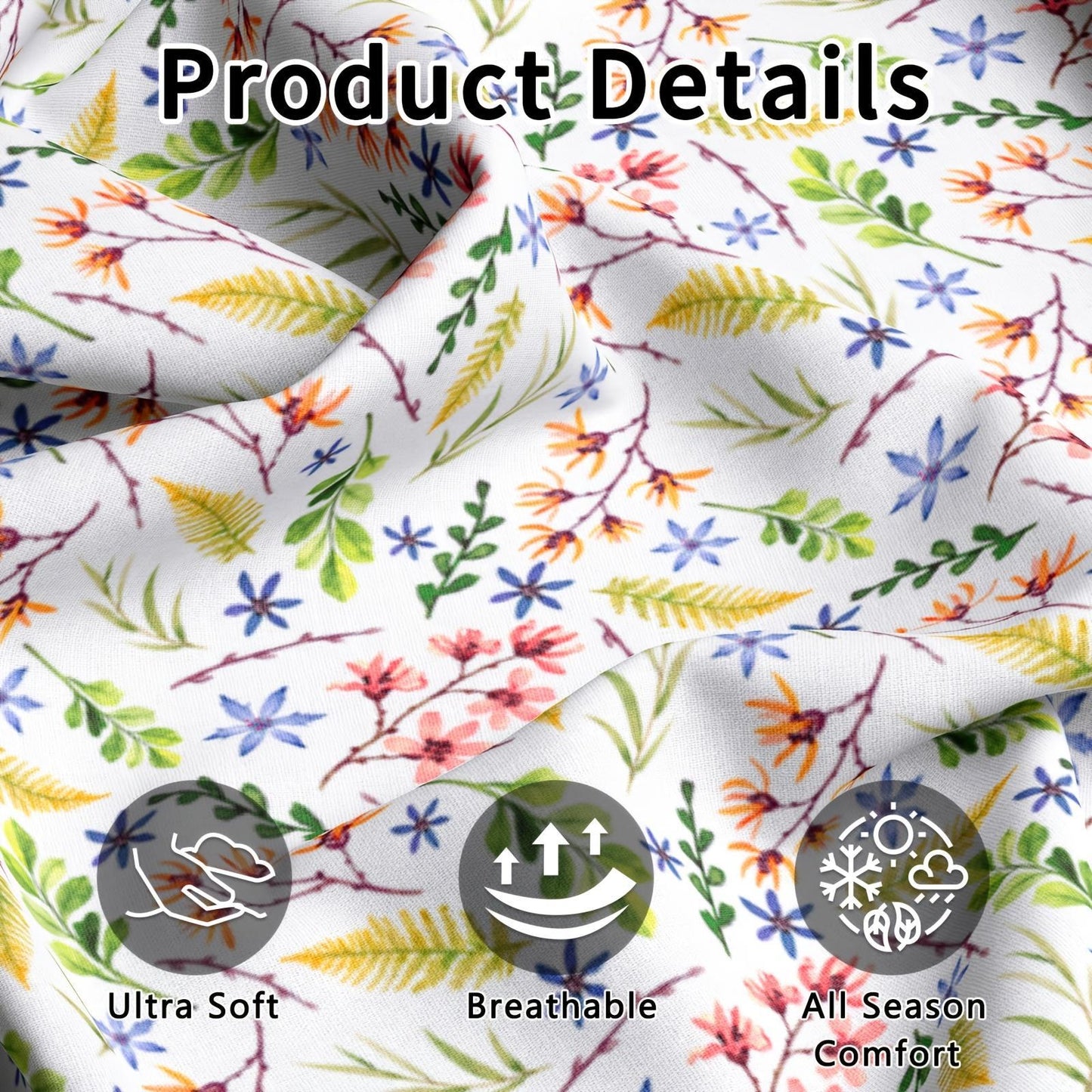 This 4pcs Floral Print Bed Sheet Set Is Soft, Breathable, And Gentle On The Skin. It Includes A Deep-pocket Sheet, A Stylish Bedspread, And Two Pillowcases. Made From A High-quality, Lightweight, All-season Fabric, It Is Durable, Colorfast