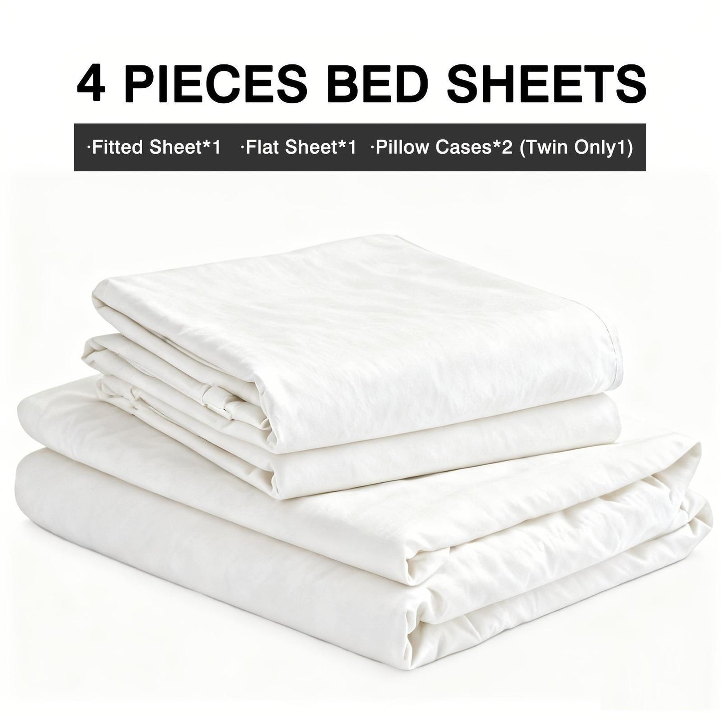 4pcs Ultra Soft 85g Sheets & Pillowcase Set, Comfort Full Size White Sheets, Solid Hotel Luxury Sheets Set, Breathable Spring & Summer Bed Sheets Set(1 Flat Sheet, 1 Fitted Sheet, 2 Pillowcases - No Inserts), Christmas Gifts