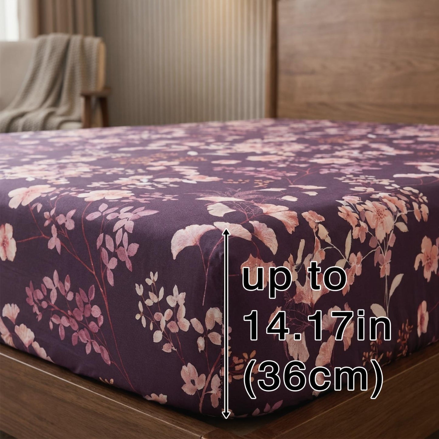 This 4pcs Purple Floral Patterned Sheet Set Is Soft, Breathable, And Comfortable Against The Skin. The Set Includes A Deep-pocket Sheet, A Stylish Bedspread, And Two Pillowcases. Made From Durable And Colorfast Fabric, It Makes A Wonderful Gift