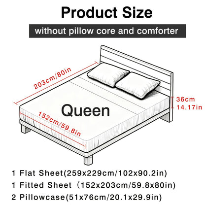 This 4pcs Floral Print Bed Sheet Set Is Soft, Breathable, And Gentle On The Skin. It Includes A Deep-pocket Sheet, A Stylish Bedspread, And Two Pillowcases. Made From A High-quality, Lightweight, All-season Fabric, It Is Durable, Colorfast
