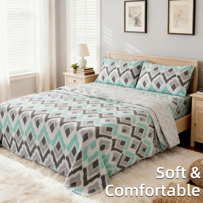 This 4pcs Floral Print Bed Sheet Set Is Soft, Breathable, And Gentle On The Skin. It Includes A Deep-pocket Sheet, A Stylish Bedspread, And Two Pillowcases. Made From A High-quality, Lightweight, All-season Fabric, It Is Durable, Colorfast