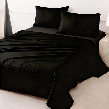 4pcs Ultra Soft 85g Sheet & Pillowcase Set, Sanded Sanded, Soft Wear-Resistant, Solid, Machine Washable, All-Season, Christmas Comforter Set, Twin, Full, Queen, King, Cozy Bed Sheets Set(1 Flat Sheet, 1 Fitted Sheet, 2 Pillowcases - No Inserts)