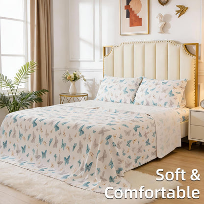 This 4pcs Floral Print Bed Sheet Set Is Soft, Breathable, And Gentle On The Skin. It Includes A Deep-pocket Sheet, A Stylish Bedspread, And Two Pillowcases. Made From A High-quality, Lightweight, All-season Fabric, It Is Durable, Colorfast