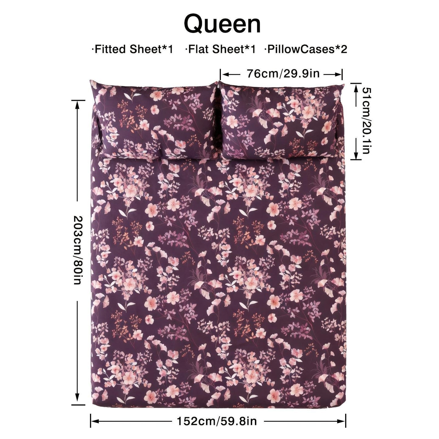 This 4pcs Purple Floral Patterned Sheet Set Is Soft, Breathable, And Comfortable Against The Skin. The Set Includes A Deep-pocket Sheet, A Stylish Bedspread, And Two Pillowcases. Made From Durable And Colorfast Fabric, It Makes A Wonderful Gift