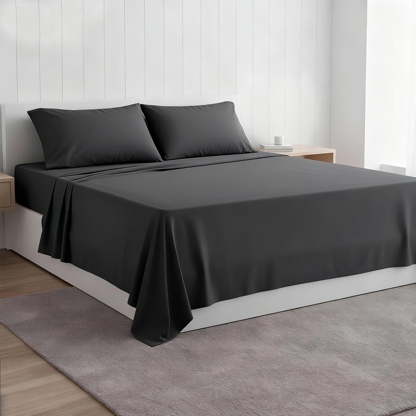 4pcs Double-Brushed Microfiber Bed Sheets Set | Extra-Soft & Fade-Proof, All-Season Bedding Essentials, High Quality, Machine Washable