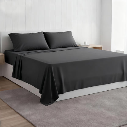 4pcs Double-Brushed Microfiber Bed Sheets Set | Extra-Soft & Fade-Proof, All-Season Bedding Essentials, High Quality, Machine Washable