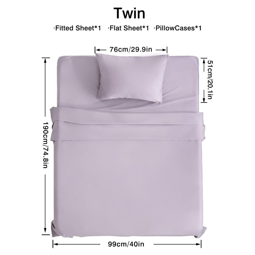 Complete 3-4pcs Bed Set Vintage Style | Luxury Soft Polyester S | Flat, Fitted Sheet & Cases | Breathable, No-Shrink, Washable