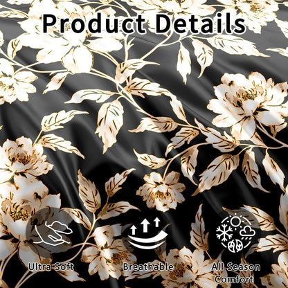 This Floral Print 3pcs Rayon Satin Bedding Is Simple And Elegant, Machine Washable, And Suitable for All Seasons. This Y Soft 4pcs Bedding Is Perfect for The Family Bedroom And Also Makes A Perfect Gift for Friends And Family