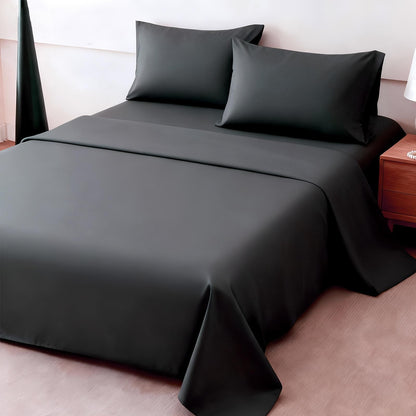 4pcs Ultra Soft 85g Sheet & Pillowcase Set, Sanded Sanded, Soft Wear-Resistant, Solid, Machine Washable, All-Season, Christmas Comforter Set, Twin, Full, Queen, King, Cozy Bed Sheets Set(1 Flat Sheet, 1 Fitted Sheet, 2 Pillowcases - No Inserts)