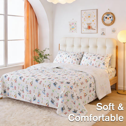 This 4pcs Floral Print Bed Sheet Set Is Soft, Breathable, And Gentle On The Skin. It Includes A Deep-pocket Sheet, A Stylish Bedspread, And Two Pillowcases. Made From A High-quality, Lightweight, All-season Fabric, It Is Durable, Colorfast