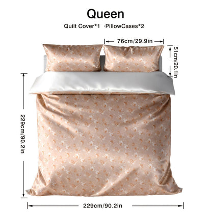 Three-Piece Rose-Patterned Rayon Satin bedding | Easy, Elegant, Machine Washable, All-Season Suitable | Four-Piece Soft bedding Perfect For Family Bedroom And Gifts