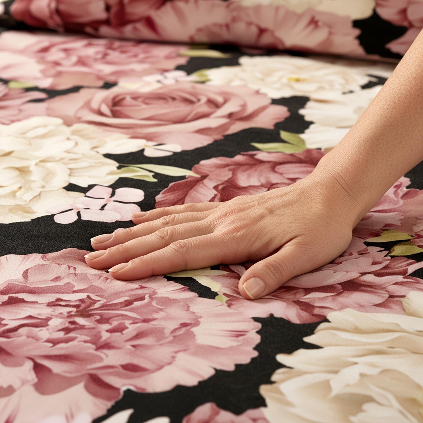 Four-piece Peony-patterned Bed Sheet Set | Soft, Breathable, and Comfortable Microfiber Bedding with Deep-pocket Sheet, Stylish Bedspread, and Two Pillowcases | Ideal for Family Bedroom, Machine Washable