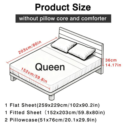 4pcs Minimalist Luxe Geo-Print Queen Bed Sheets Set, Geometric Print Double-Brushed Microfiber, Ultra-Soft Breathable & Wrinkle-Free, Machine-Washable All-Season Bedding, Sophisticated Elegant Decor for Modern Bedroom, Dorm & Holiday Gifts