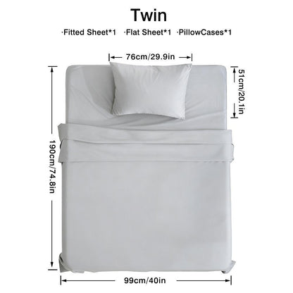 Complete 3-4pcs Bed Set Vintage Style | Luxury Soft Polyester S | Flat, Fitted Sheet & Cases | Breathable, No-Shrink, Washable