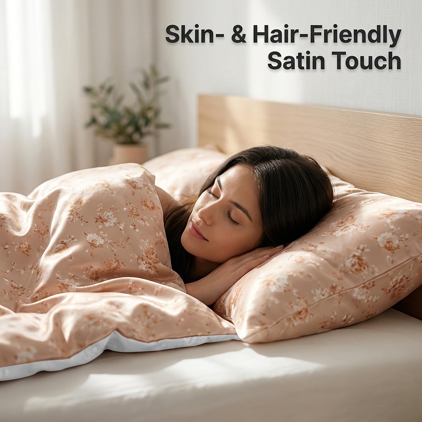 Three-Piece Rose-Patterned Rayon Satin bedding | Easy, Elegant, Machine Washable, All-Season Suitable | Four-Piece Soft bedding Perfect For Family Bedroom And Gifts