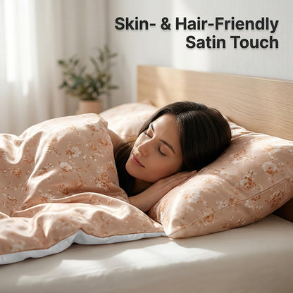 Three-Piece Rose-Patterned Rayon Satin bedding | Easy, Elegant, Machine Washable, All-Season Suitable | Four-Piece Soft bedding Perfect For Family Bedroom And Gifts