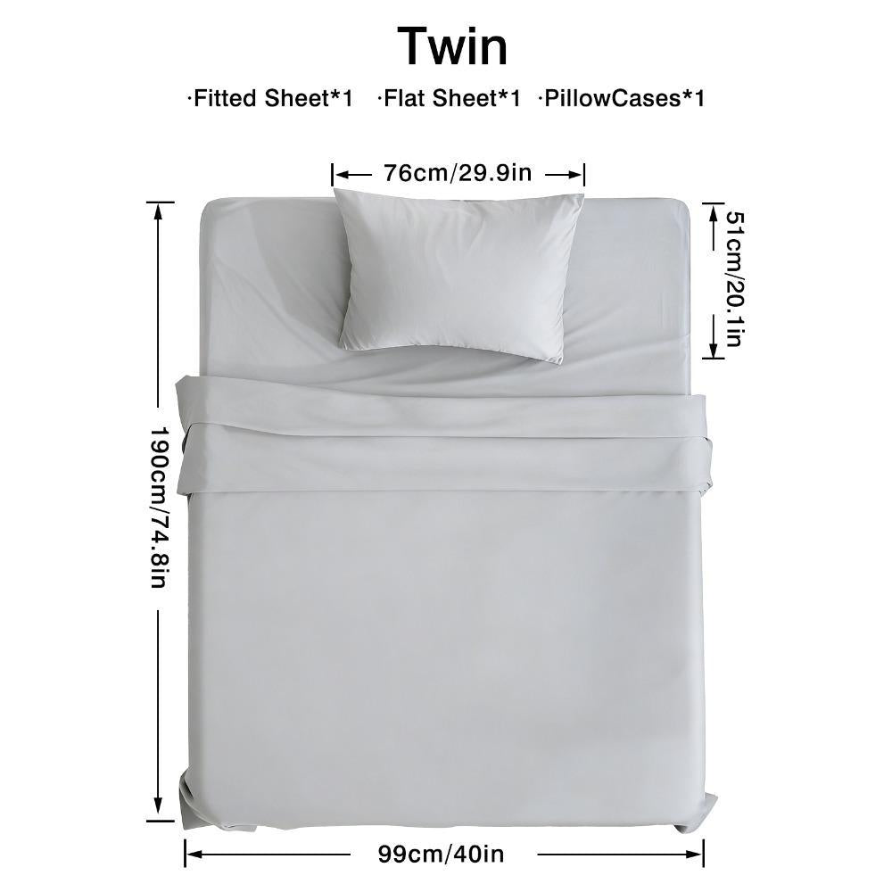 4pcs Bamboo Blend Bed Sheet Set-Flat Sheet, Fitted Sheet And 4 Pillowcases, Luxury Breathable Sheet Set, Ultra Soft Sheet for Hot Sleepers, Deep Pocket, King/Queen/Full/Twin