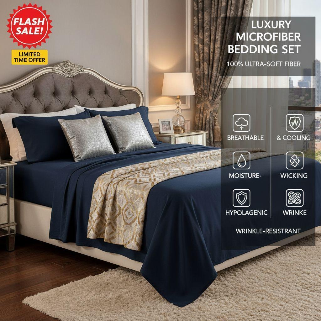 Custom Made 3pcs/ 4pcs Vintage Luxury Bedding | Includes Fitted Sheet, Flat Sheet, Pillowcases | All-Season, Machine Washable, Soft Polyester, Fade and Shrink Resistant, Hotel Quality, Ideal for Halloween Gift