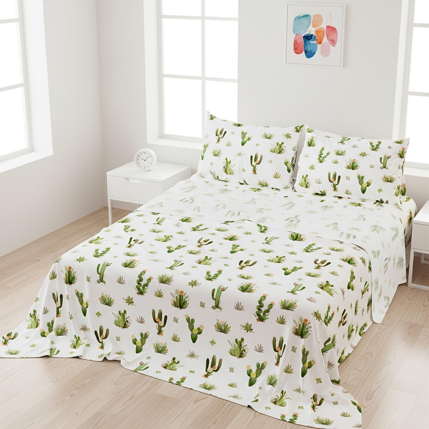 This 4pcs Floral Print Bed Sheet Set Is Soft, Breathable, And Gentle On The Skin. It Includes A Deep-pocket Sheet, A Stylish Bedspread, And Two Pillowcases. Made From A High-quality, Lightweight, All-season Fabric, It Is Durable, Colorfast