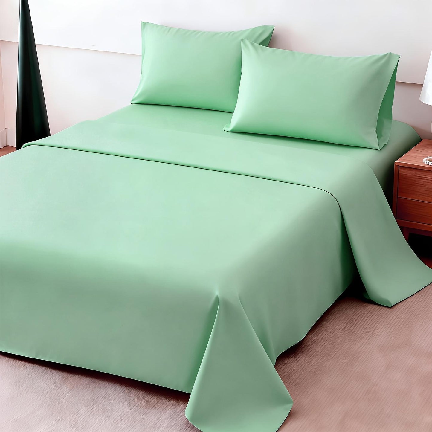 4pcs Ultra Soft 85g Sheet & Pillowcase Set, Sanded Sanded, Soft Wear-Resistant, Solid, Machine Washable, All-Season, Christmas Comforter Set, Twin, Full, Queen, King, Cozy Bed Sheets Set(1 Flat Sheet, 1 Fitted Sheet, 2 Pillowcases - No Inserts)