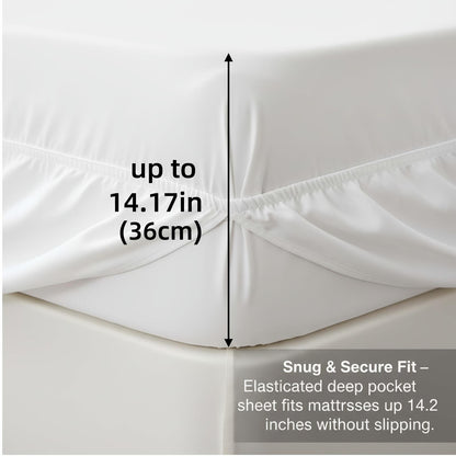 4pcs Ultra Soft 85g Sheets & Pillowcase Set, Comfort Full Size White Sheets, Solid Hotel Luxury Sheets Set, Breathable Spring & Summer Bed Sheets Set(1 Flat Sheet, 1 Fitted Sheet, 2 Pillowcases - No Inserts), Christmas Gifts