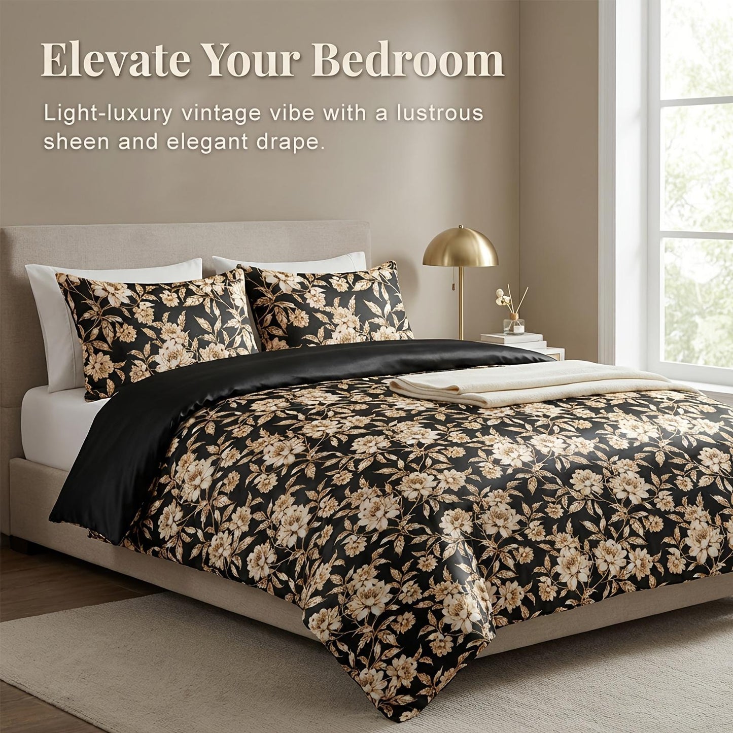This Floral Print 3pcs Rayon Satin Bedding Is Simple And Elegant, Machine Washable, And Suitable for All Seasons. This Y Soft 4pcs Bedding Is Perfect for The Family Bedroom And Also Makes A Perfect Gift for Friends And Family