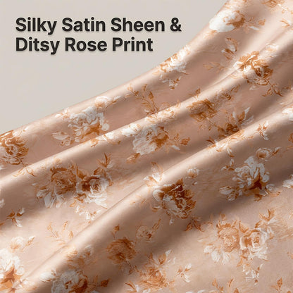 Three-Piece Rose-Patterned Rayon Satin bedding | Easy, Elegant, Machine Washable, All-Season Suitable | Four-Piece Soft bedding Perfect For Family Bedroom And Gifts