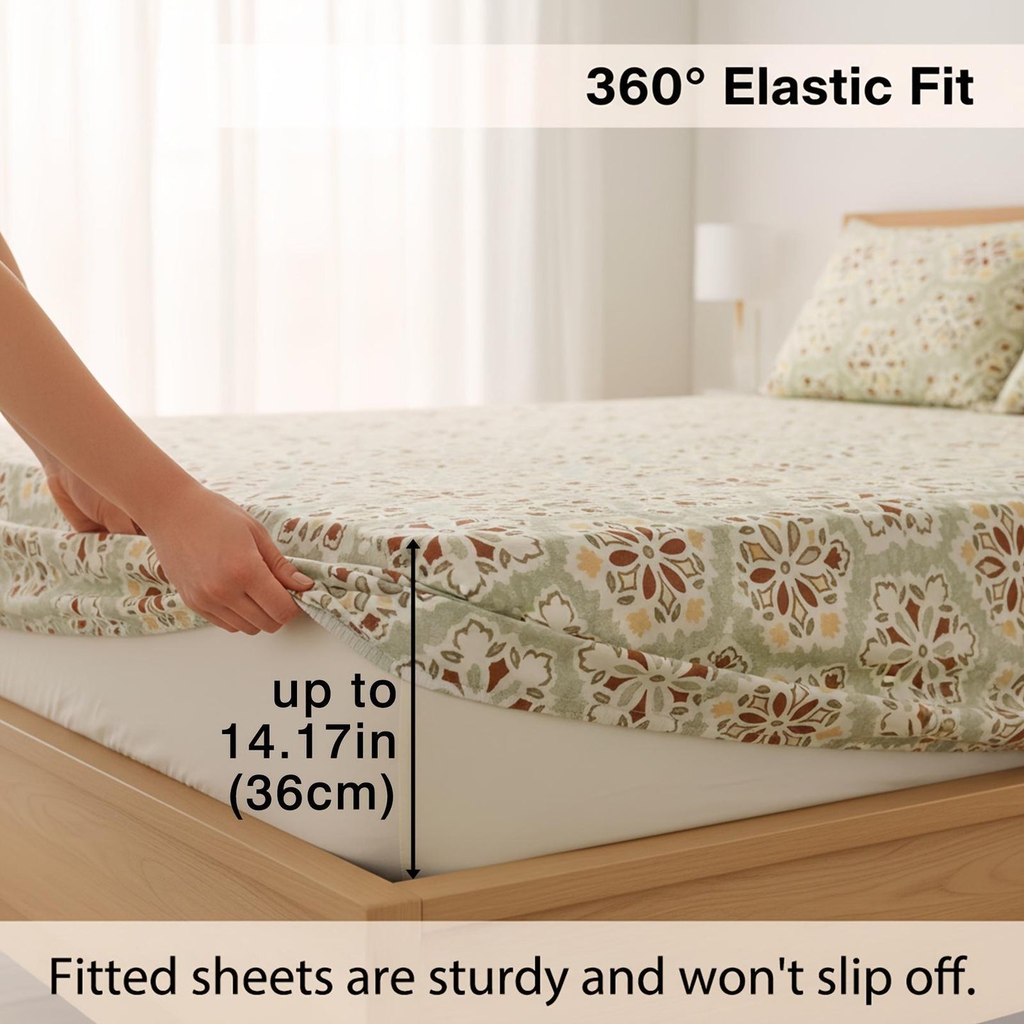 4pcs Snowflake Geo-Print Queen Bed Sheets Set, Fresh & Minimalist Cozy, Double-Brushed Microfiber, Breathable Y-Soft, Machine-Washable All-Season Bedding, Warm Bedroom Decor Gift for Dorm, Home & Every Holiday