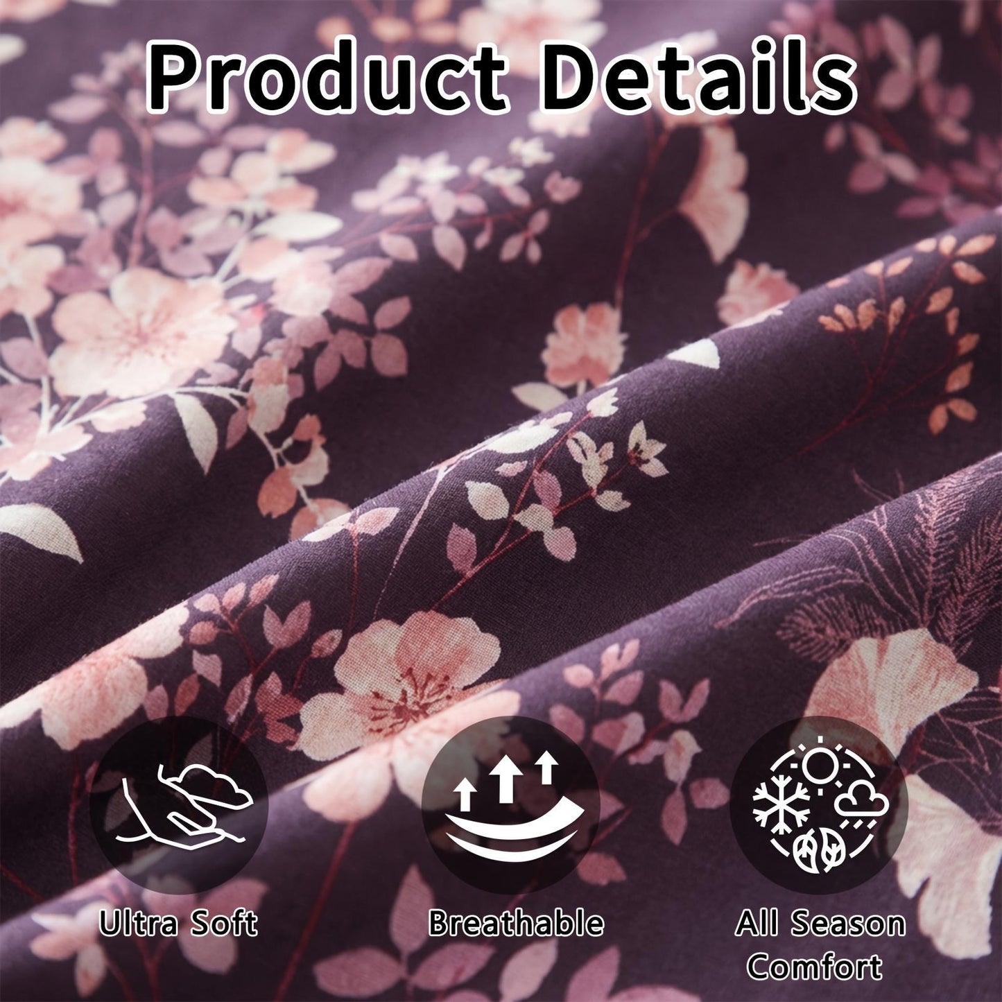 This 4pcs Purple Floral Patterned Sheet Set Is Soft, Breathable, And Comfortable Against The Skin. The Set Includes A Deep-pocket Sheet, A Stylish Bedspread, And Two Pillowcases. Made From Durable And Colorfast Fabric, It Makes A Wonderful Gift