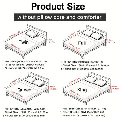 4pcs Double-Brushed Microfiber Bed Sheets Set | Extra-Soft & Fade-Proof, All-Season Bedding Essentials, High Quality, Machine Washable