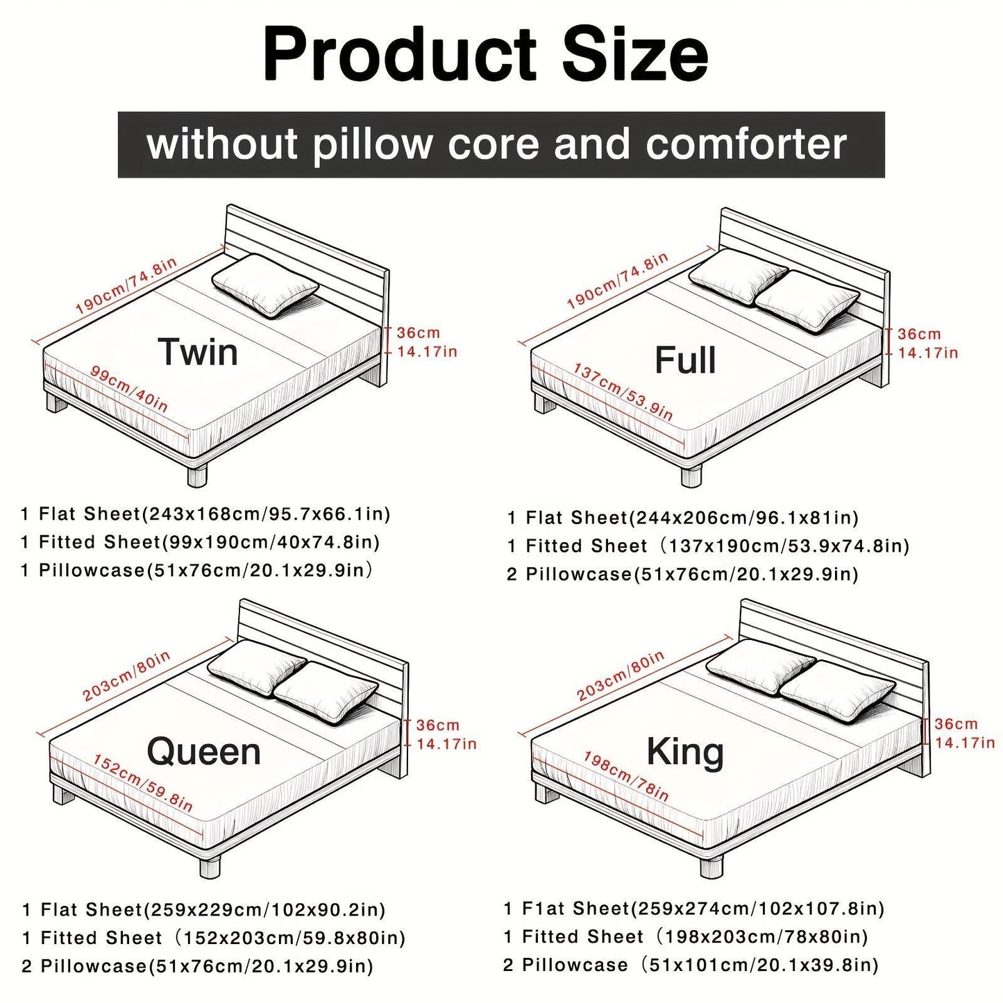 4pcs Ultra Soft 85g Sheets & Pillowcase Set, Comfort Full Size White Sheets, Solid Hotel Luxury Sheets Set, Breathable Spring & Summer Bed Sheets Set(1 Flat Sheet, 1 Fitted Sheet, 2 Pillowcases - No Inserts), Christmas Gifts