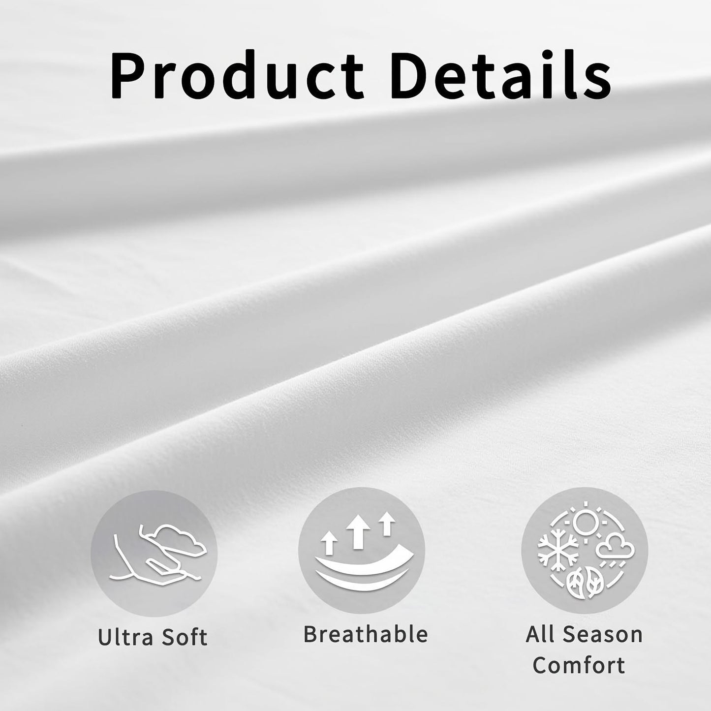 4pcs Ultra Soft 85g Sheets & Pillowcase Set, Comfort Full Size White Sheets, Solid Hotel Luxury Sheets Set, Breathable Spring & Summer Bed Sheets Set(1 Flat Sheet, 1 Fitted Sheet, 2 Pillowcases - No Inserts), Christmas Gifts