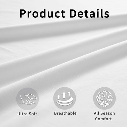 4pcs Ultra Soft 85g Sheets & Pillowcase Set, Comfort Full Size White Sheets, Solid Hotel Luxury Sheets Set, Breathable Spring & Summer Bed Sheets Set(1 Flat Sheet, 1 Fitted Sheet, 2 Pillowcases - No Inserts), Christmas Gifts
