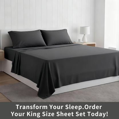 4pcs Double-Brushed Microfiber Bed Sheets Set | Extra-Soft & Fade-Proof, All-Season Bedding Essentials, High Quality, Machine Washable